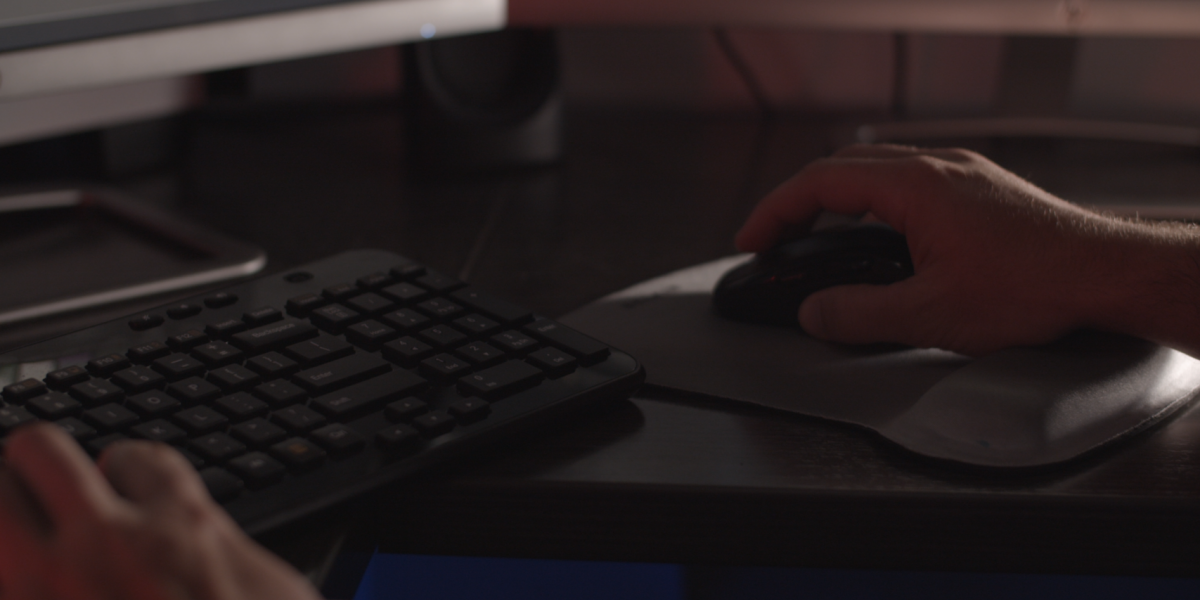 man on computer - clipstock