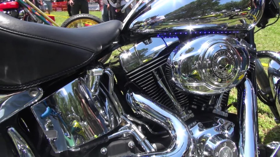 Shiny chrome Harley Davidson motorcycle ClipStock