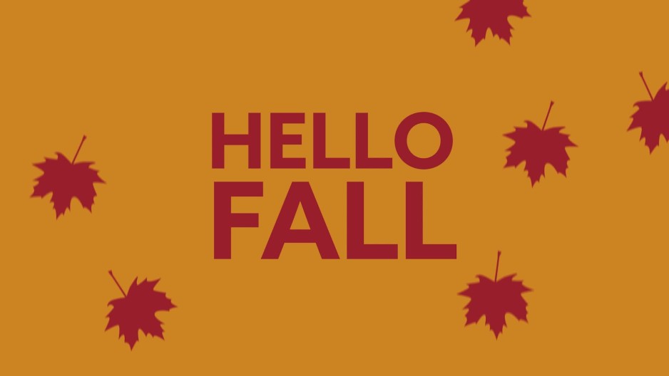 Hello fall red text animation leaves falling tan background | ClipStock