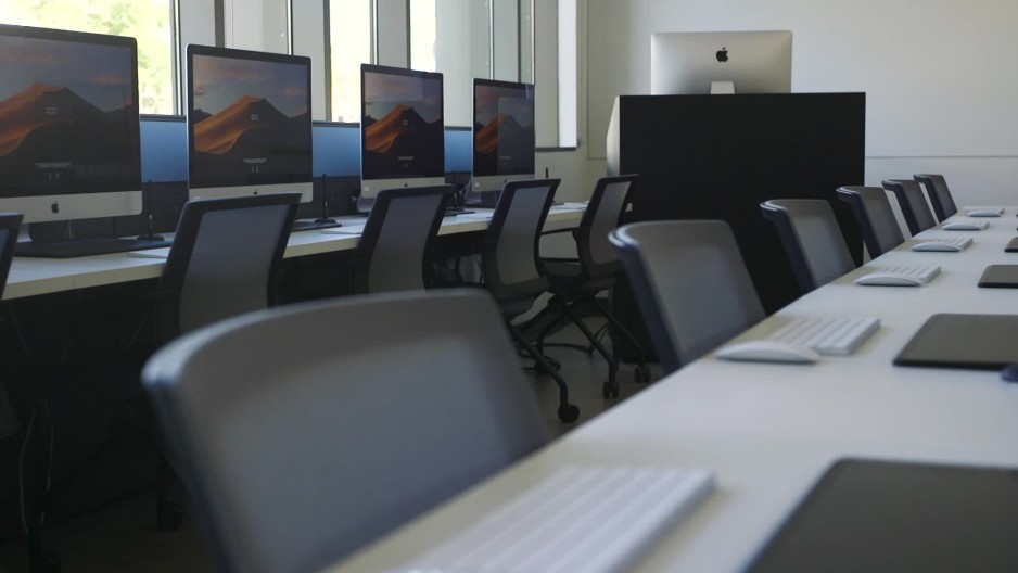 Desktop computers in computer lab | ClipStock