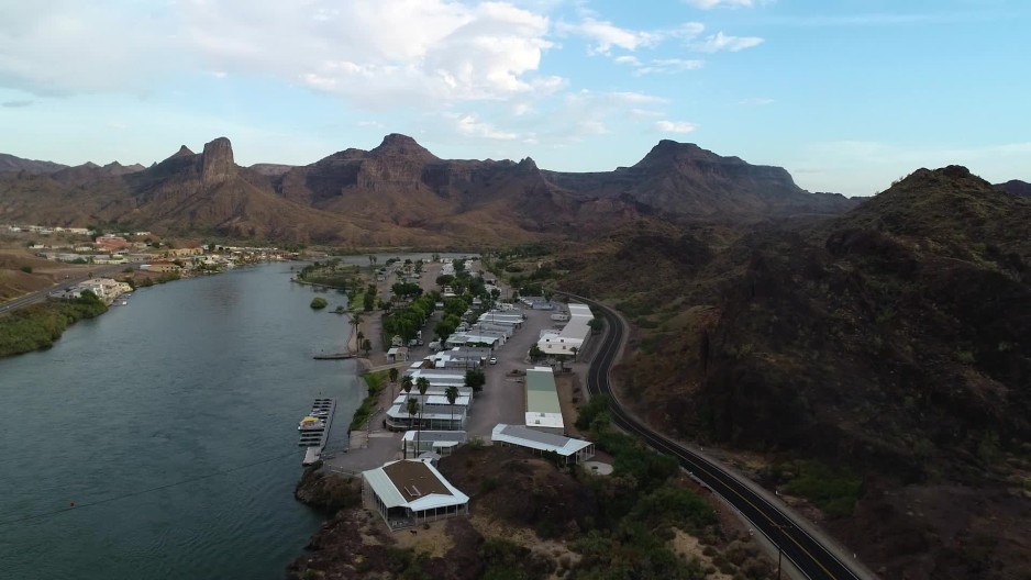 Houses along the Colorado River in Parker Arizona ClipStock