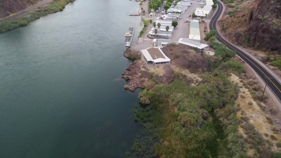 Houses along the Colorado River In Parker Arizona ClipStock