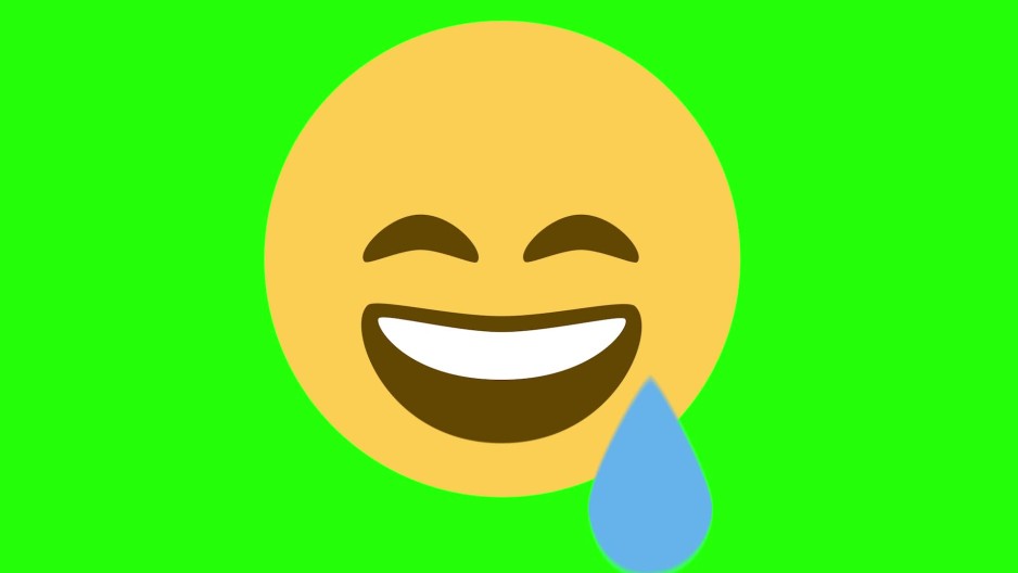 Laughing face emoji eye squint sweat nervous spin scale up animated