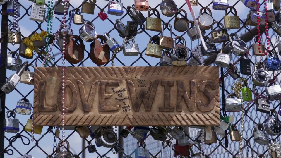Medium of Love Locks on fence in New Orleans ClipStock