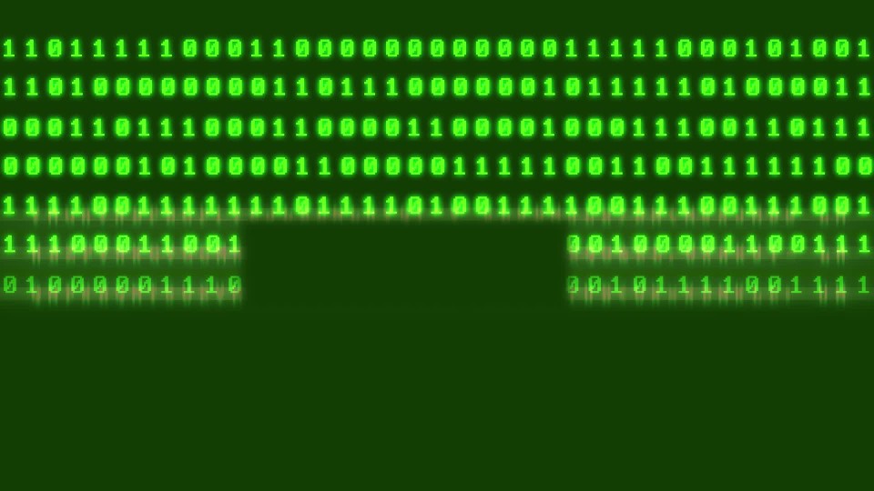 Red Laser Scrolling Down Red Backdrop As Red Binary Code Reveals Motion Graphic Clipstock