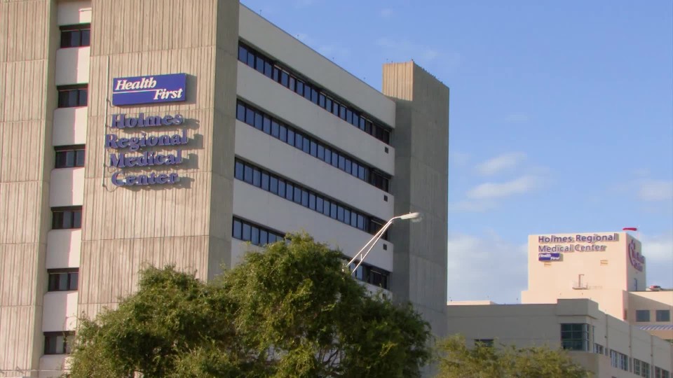 close up shot of holmes regional sign on building ClipStock