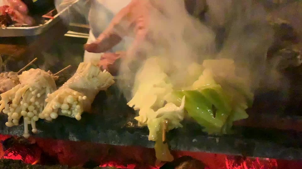 Onion volcano on hibachi grill Slow Motion ClipStock